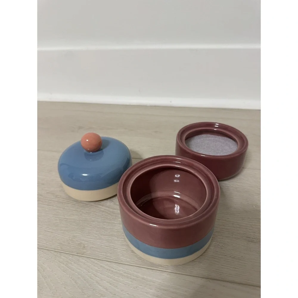 Decorative Bathroom Ceramic Jar with Lid - Dispenser Apothecary Vanity Canister